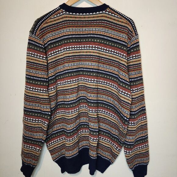 Barbour Merino Wool Cashmere Sweater Nordic Fair Isle Aztec Men's XXL 2X - Picture 12 of 14